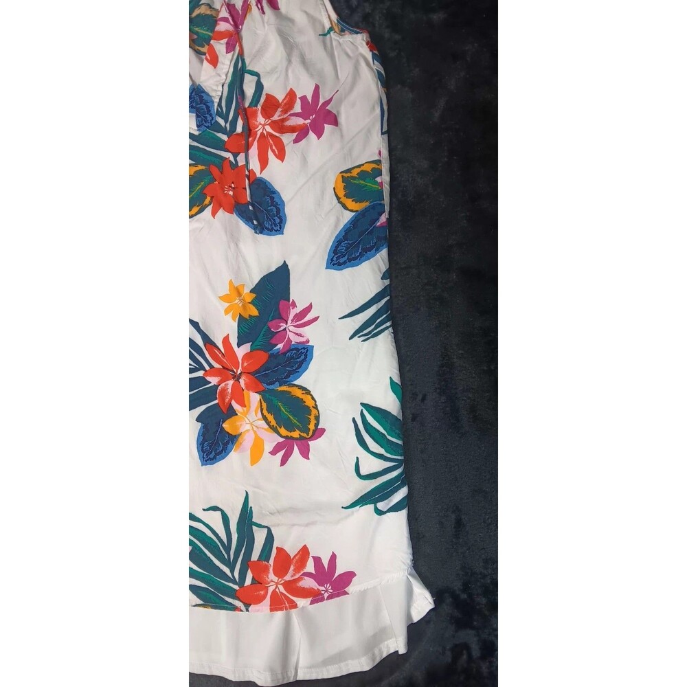 Old Navy Sleeveless Lined Shift Dress S White Tropical Boho Beach Cruise Resort - Picture 5 of 10